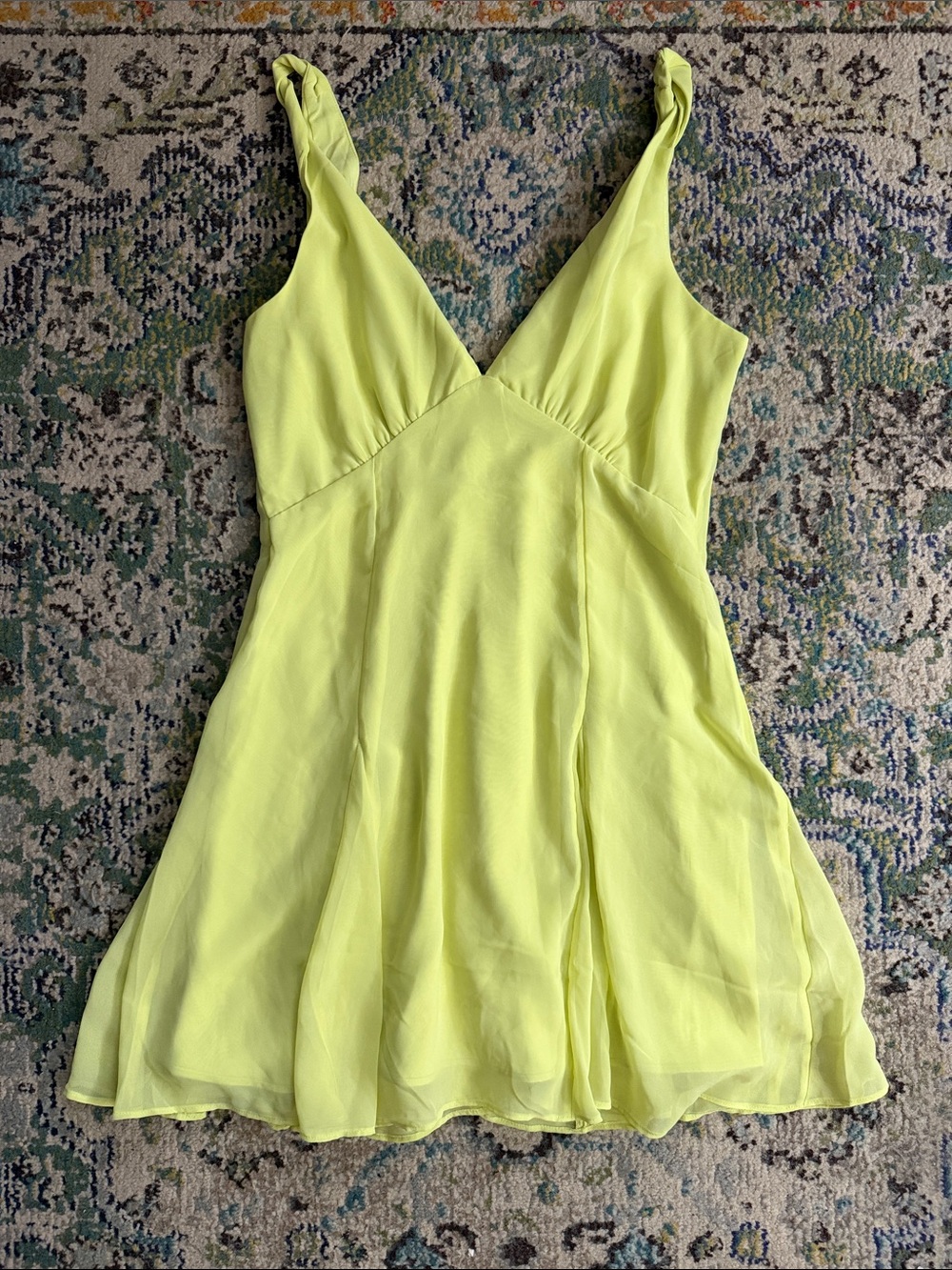 Abercrombie Lime Yellow V-Neck Sleeveless Dress